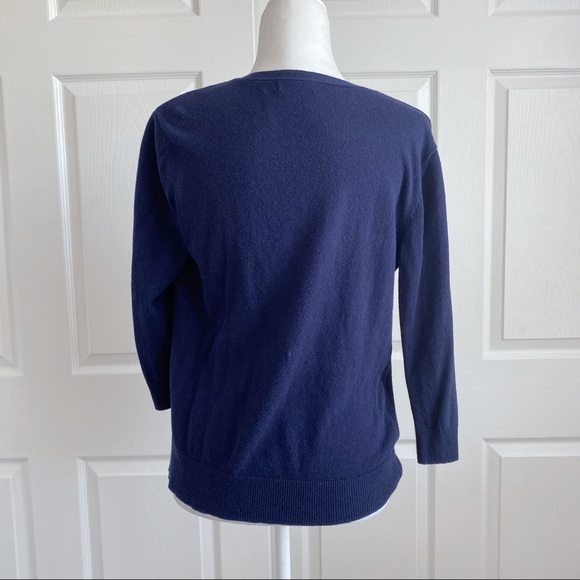 NY & Co Navy 3/4 Sleeve Button Down Cardigan - Picture 3 of 7